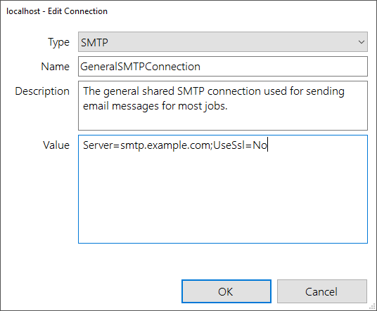The minimal settings for an SMTP connection