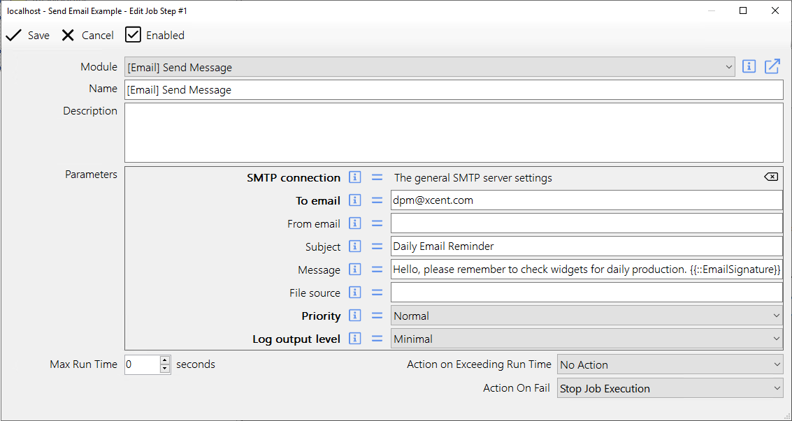 Using a global for an email signature